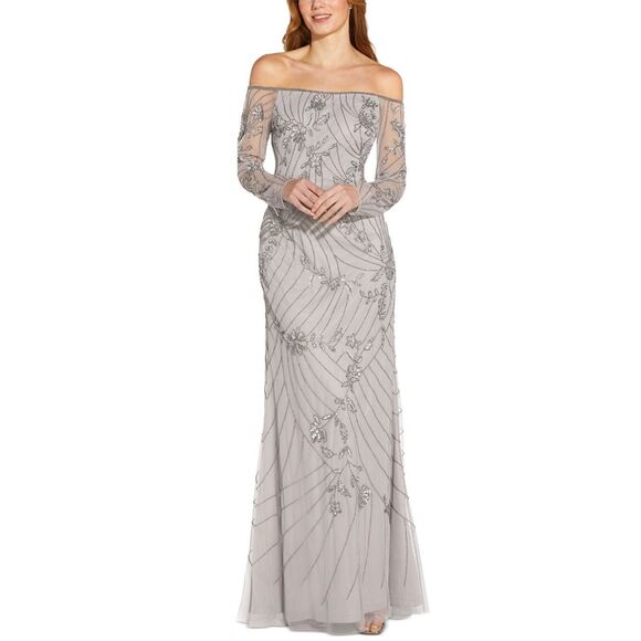 Adrianna Papell Off-the-Shoulder Evening Gown Size 8 - Picture 1 of 3